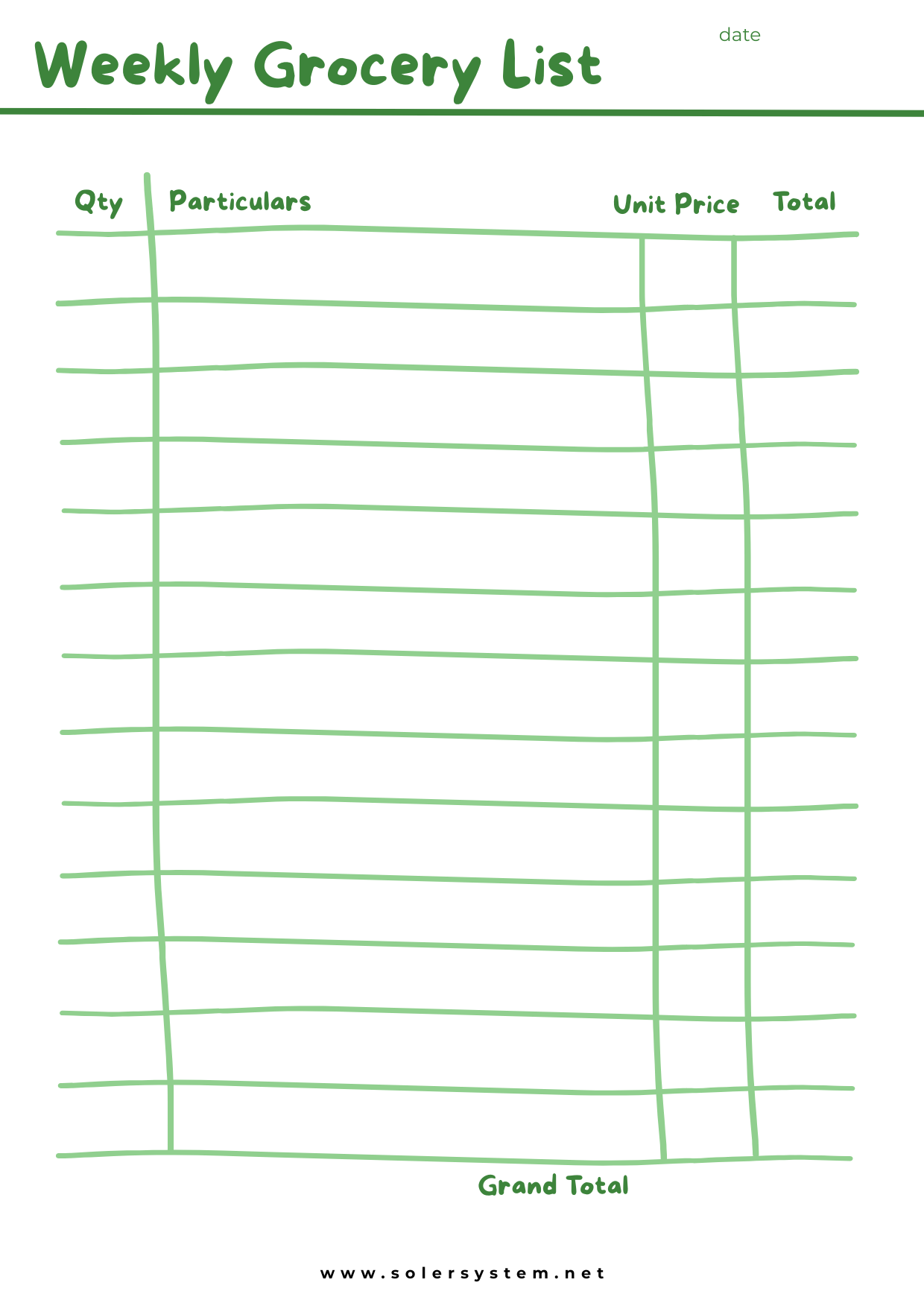 Weekly Grocery List | A6 Memo Pad