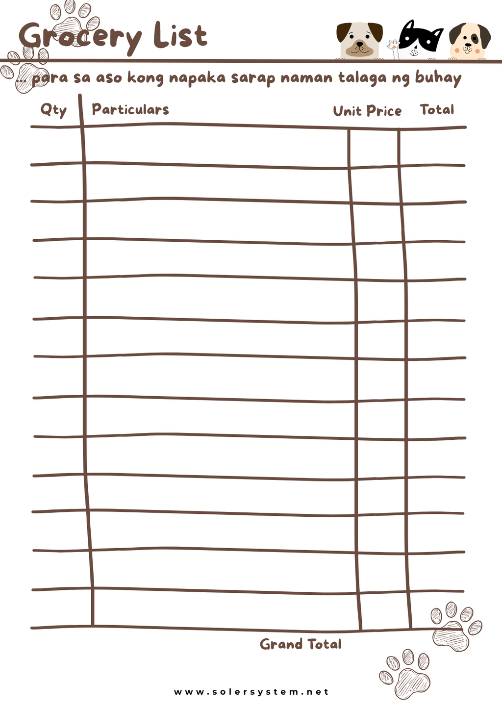 Grocery List para sa aso | A6 Memo Pad