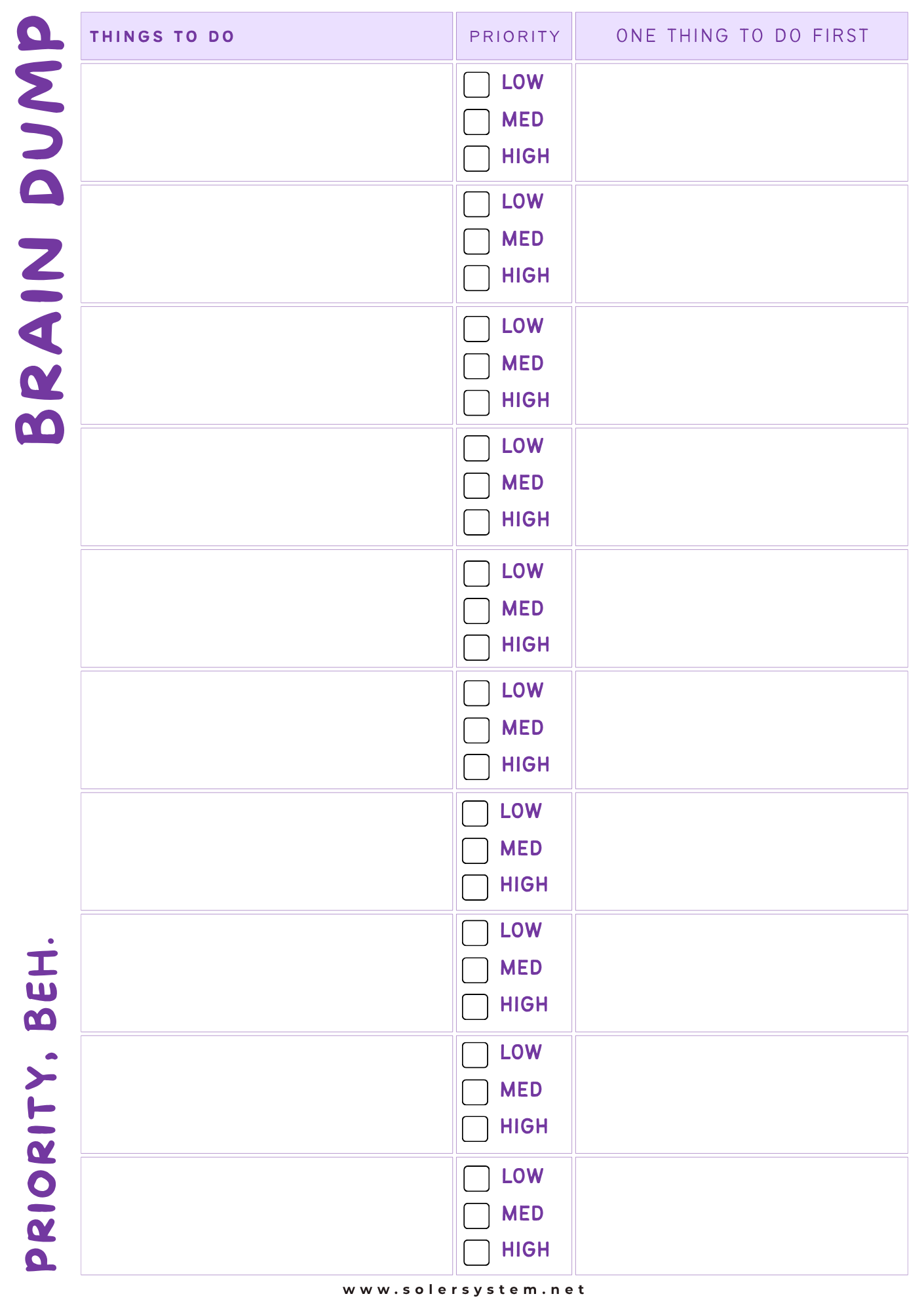 Brain Dump - Violet | A5 Memo Pad