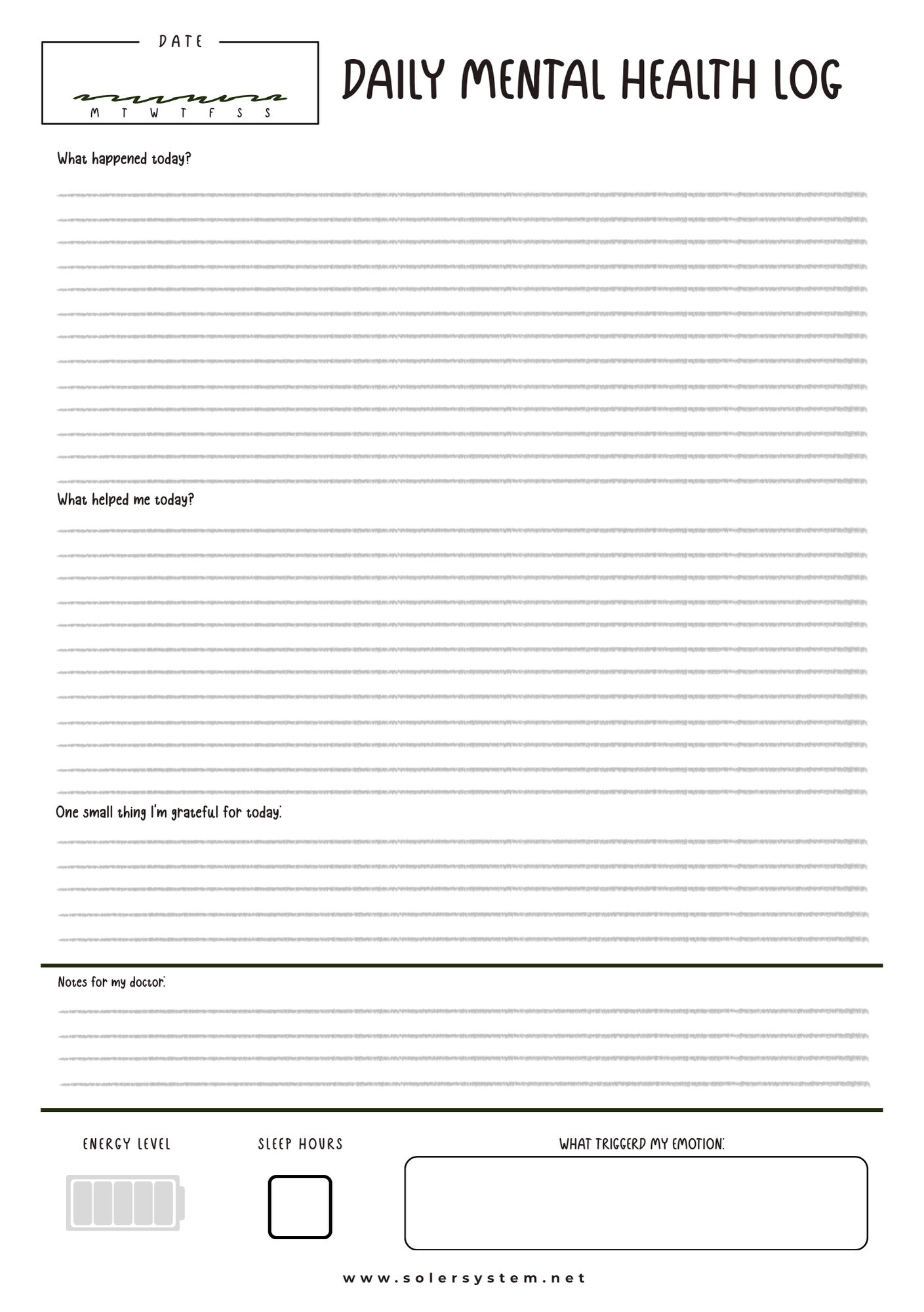 Daily Mental Health Log | A5 Memo Pad